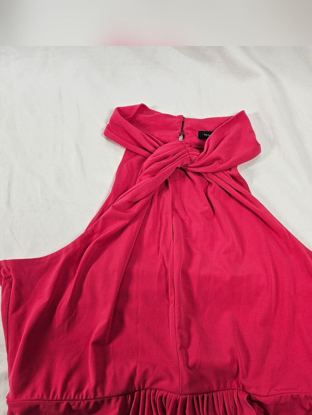 NWT Size 14 Tommy Hilfiger Twisted Halter Midi Dress in Magenta with Gold Belt - Picture 4 of 14